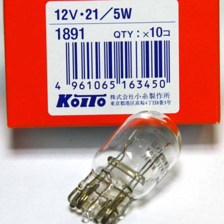 Лампа W21-5 безцокольная 2-х контактная Stanly W7875 Koito 1891