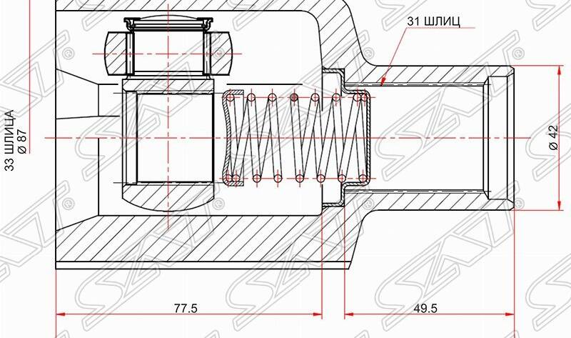 Граната внутренняя Duster 10- 2WD MKПП, АКПП 33/31 Duster 4WD RN620