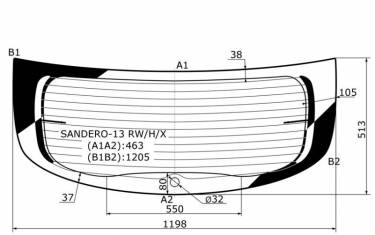 Стекло задней двери Sandero 14-  sandero13rwhx